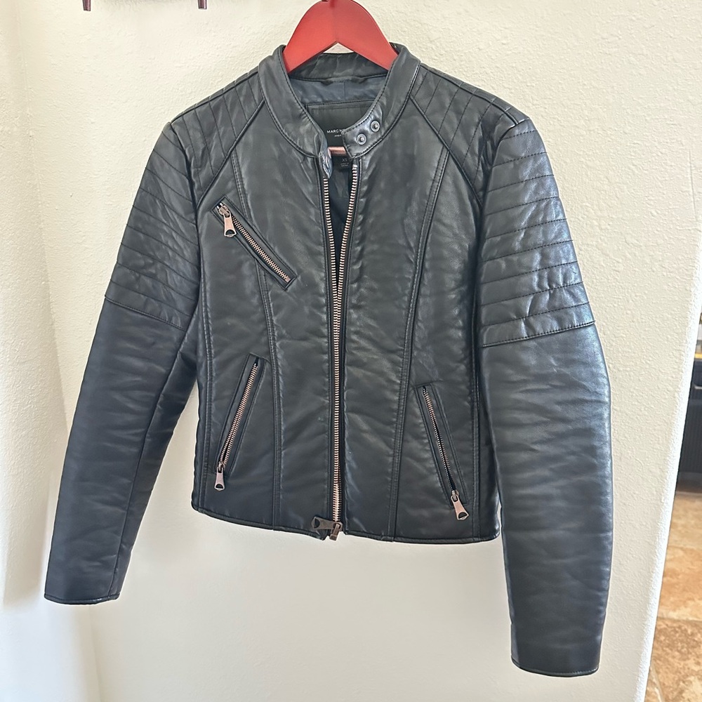 Marc New York Black Leather Moto Jacket
